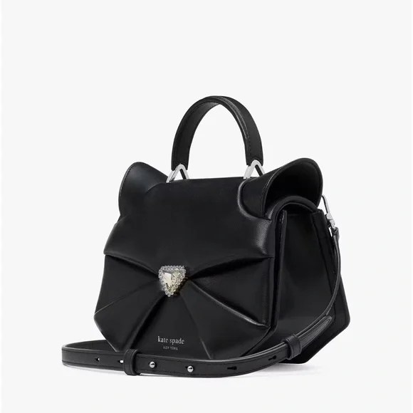 ♠️Kate Spade Whiskers 3D Meow Cat Leather Crossbody Bag, Black NWT